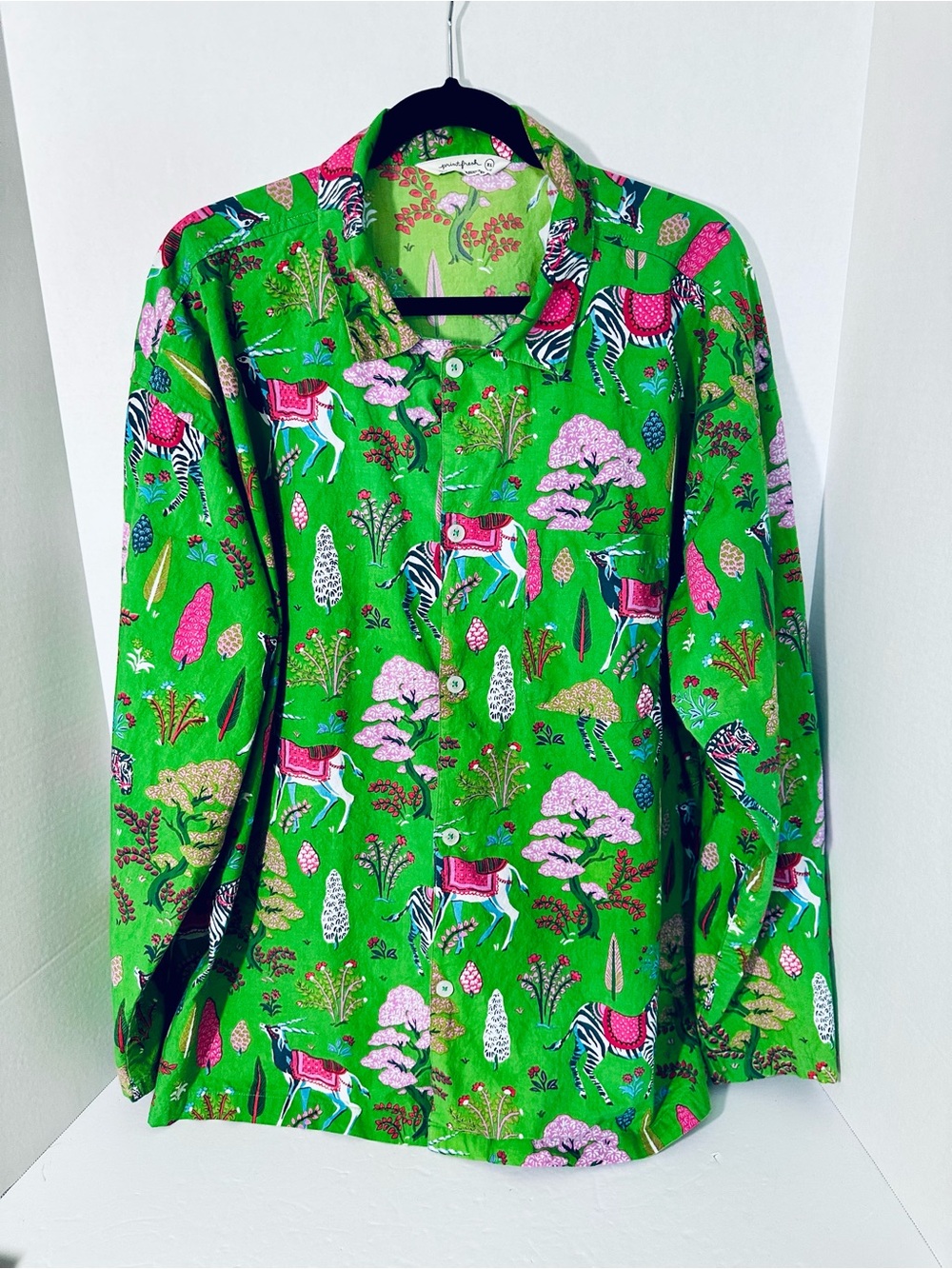 Printfresh Whimsical Print Pajama Button-Up Shirt & Pants Men’s Size XL Cotton